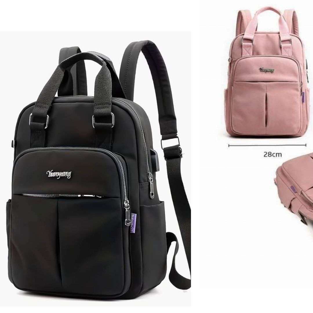 New,leisure,nylon,ladies,CHINA,Bagpack,(Black,and,pink)