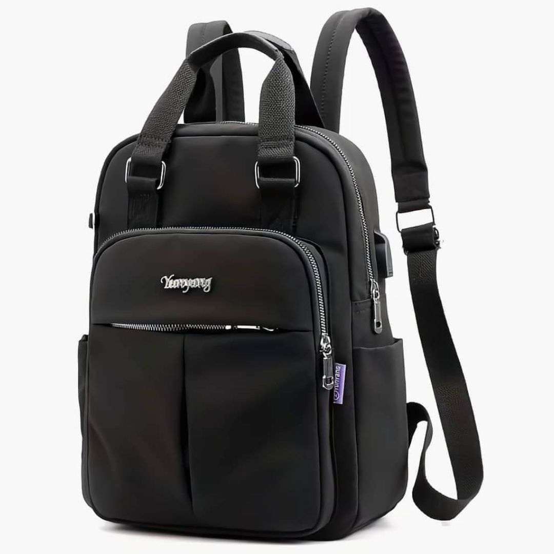 New,leisure,nylon,ladies,CHINA,Bagpack,(Black,and,pink)